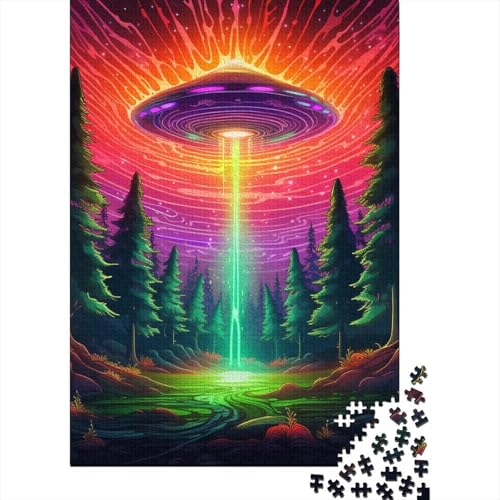 Puzzle für Kinder, Psychedelisches Alien-Raumschiff, 1000-teiliges Puzzle, Holzpuzzle für Erwachsene und Kinder, herausfordernde Familiengröße: 75 x 50 cm von LiJianXXO