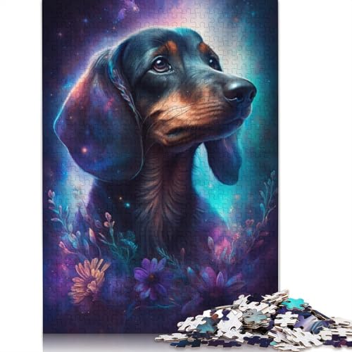 Puzzle für Kinder, Weltraumtier-Dackel, 1000-teiliges Puzzle, Holzpuzzle für Erwachsene und Kinder ab 12 Jahren, anspruchsvolles Spiel (Größe 75 x 50 cm) von LiJianXXO