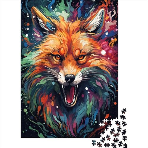 Puzzle für Kinder, farbenfrohes psychedelisches Fuchs-Tierpuzzle für Erwachsene und Kinder, 1000 Teile, Holzpuzzle für Erwachsene und Kinder ab 12 Jahren, anspruchsvoll, 50 x 75 cm von LiJianXXO