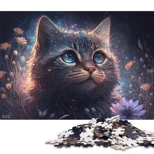 Puzzle für Kinder, kosmische Katze und Blume, 1000 Teile, Puzzle für Erwachsene, Kartonpuzzle für Erwachsene und Kinder ab 12 Jahren, Lernspiele 38x26cm/1000 Teile von LiJianXXO