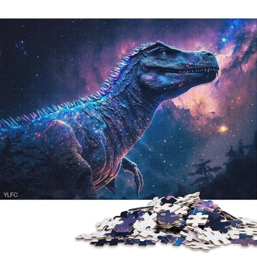 Puzzle für Kinder, kosmisches Galaxie-Dinosaurier-Puzzle, 1000 Teile, Holzpuzzle für Erwachsene und Kinder ab 12 Jahren, tolle Geschenke und Spielzeuge (Größe 75 * 50 cm) von LiJianXXO