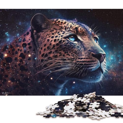 Puzzle für Kinder, kosmisches Galaxie-Leoparden-Puzzle, 1000 Teile, Holzpuzzle für Erwachsene und Kinder ab 12 Jahren, Lernspiel (Größe 75 * 50 cm) von LiJianXXO