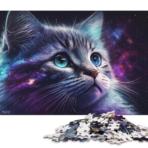 Puzzle für Kinder, kosmisches Tierkätzchen, 1000-teiliges Puzzlespiel, Papppuzzle für Erwachsene und Kinder ab 12 Jahren, Lernspiel, Herausforderungsspielzeug (Größe 38 * 26 cm) von LiJianXXO