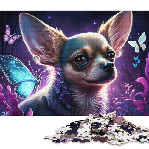 Puzzle für Kinder, magischer Chihuahua-Hund, 1000-teiliges Puzzlespiel, Papppuzzle für Erwachsene und Kinder ab 12 Jahren, Lernspiel, Herausforderungsspielzeug (Größe 38 * 26 cm) von LiJianXXO