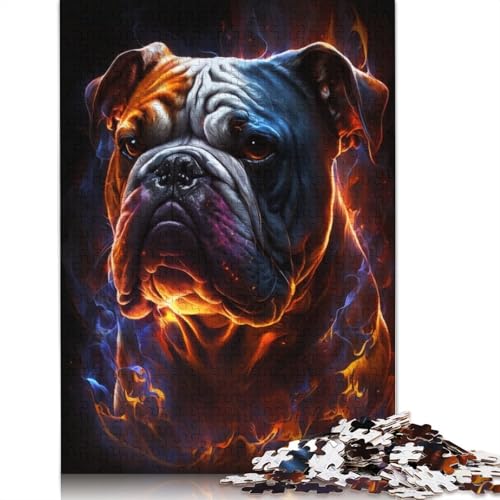 Puzzle für Kinder Bulldog Fire, 1000-teiliges Puzzle aus Holz für Erwachsene und Kinder ab 12 Jahren, anspruchsvolles Spiel, Größe: 75 x 50 cm von LiJianXXO