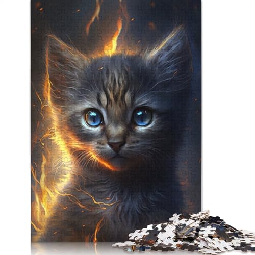 Puzzle für Kinder Feuertierkätzchen, 1000-teiliges Puzzle aus Holz für Erwachsene und Kinder ab 12 Jahren, anspruchsvolles Spiel, Größe: 75 x 50 cm von LiJianXXO