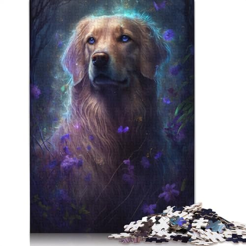 Puzzle für Kinder Golden Retriever Flower Galaxy, 1000-teiliges Puzzle aus Holz für Erwachsene und Kinder ab 12 Jahren, anspruchsvolles Spiel, Größe: 75 x 50 cm von LiJianXXO