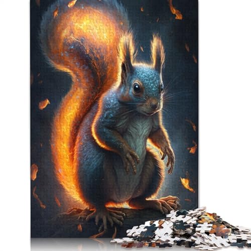 Puzzle für Teenager, Feuertier, Eichhörnchen, 1000 Teile, Holzpuzzle, Erwachsene und Kinder, Puzzle für Erwachsene, Geschenke, Größe: 75 x 50 cm von LiJianXXO