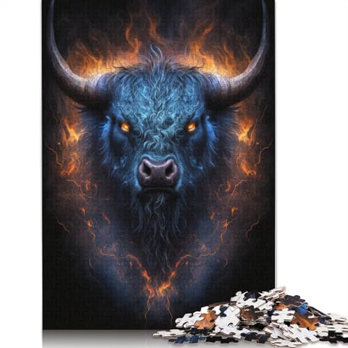 Puzzle für Teenager, Feuertier Yak, 1000 Teile, Kartonpuzzle, Puzzle für Erwachsene und Kinder, Puzzle für Erwachsene, Geschenke, Größe: 38 x 26 cm von LiJianXXO