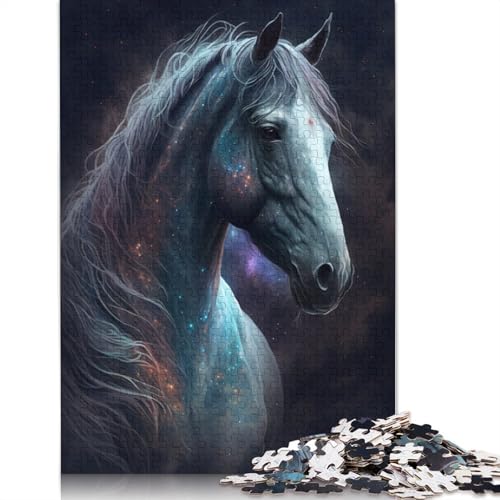 Puzzle für Teenager, Galaxie, Weltraum, Tier, Pferd, 1000 Teile, Puzzle aus Holz, Puzzle für Erwachsene und Kinder, Puzzle für Erwachsene, Geschenke, Größe: 75 x 50 cm von LiJianXXO