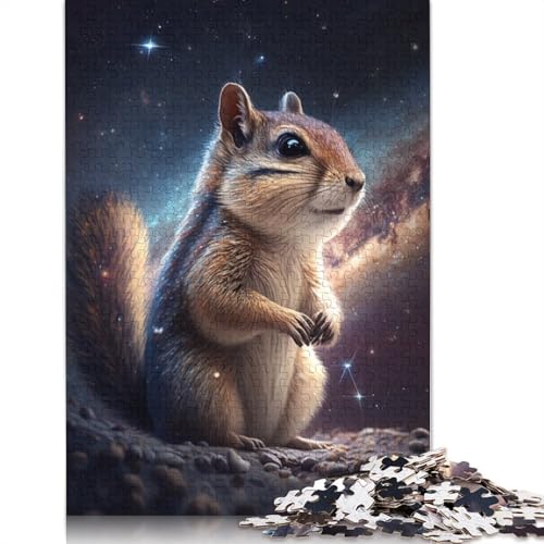 Puzzle für Teenager, Galaxie-Tier, Streifenhörnchen, 1000 Teile, Puzzle aus Holz, Puzzle für Erwachsene und Kinder, Puzzle für Erwachsene, Geschenke, Größe: 75 x 50 cm von LiJianXXO