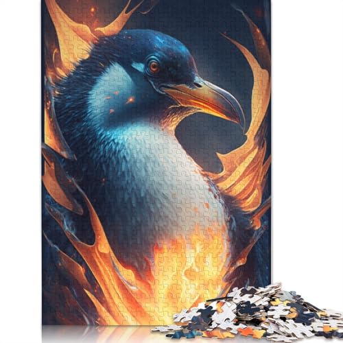 Puzzle für Teenager, Pinguin-Feuer, 1000 Teile, Holzpuzzle, Erwachsene und Kinder, Puzzle für Erwachsene, Geschenke, Größe: 75 x 50 cm von LiJianXXO