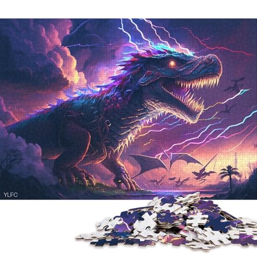 Puzzle für künstlerische Dinosaurier, 1000-teiliges Puzzle, Holzpuzzle für Erwachsene und Kinder ab 12 Jahren, Heimdekoration 75x50cm/1000 Teile von LiJianXXO