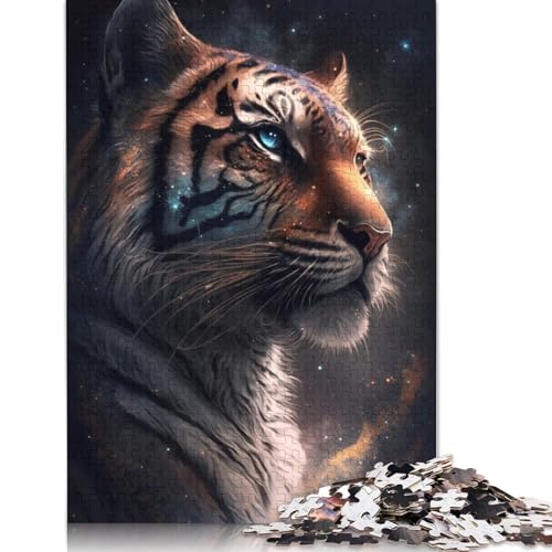 Puzzle mit 1000 Teilen, Galaxie-Tier-Tiger, Puzzle für Erwachsene, Holzpuzzle, Heimdekoration, Größe: 75 x 50 cm von LiJianXXO