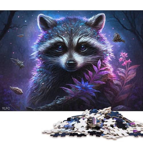 Puzzle mit 1000 Teilen, Waschbär im Dschungel, Puzzle für Erwachsene und Kinder, Papppuzzle, Familienaktivität (Größe 38 * 26 cm) von LiJianXXO