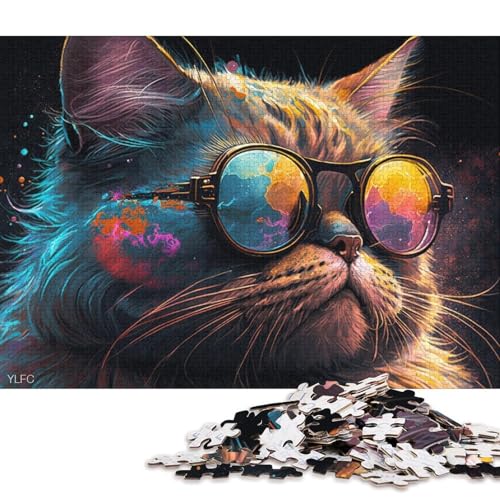 Puzzle mit 1000 Teilen für Erwachsene und Kinder, Garfield-Katze mit Brille, Puzzle für Erwachsene, Holzpuzzle, Lernspiele für Erwachsene und Kinder (Größe 75 * 50 cm) von LiJianXXO