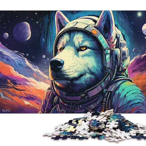 Puzzle mit 1000 Teilen für Erwachsene und Kinder, Husky im Weltraum-Puzzle für Erwachsene, Kartonpuzzle, Lernspiele für Erwachsene und Kinder (Größe 38 * 26 cm) von LiJianXXO