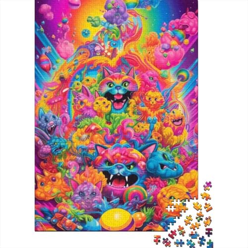 Puzzles Psychedelische Bunte Monster 1000 Teile Puzzle für Erwachsene Holzpuzzle Geeignet für Erwachsene und Kinder über 12 Jahre Stressabbau-Spielzeug Größe: 75x50 cm von LiJianXXO