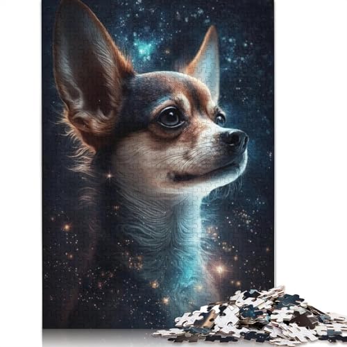 Puzzles für Erwachsene, 1000 Puzzles, Galaxie, bunter Chihuahua, Puzzle für Kinder, Kartonpuzzle, dekomprimierendes geistiges Lernspielzeug, Größe: 38 x 26 cm von LiJianXXO