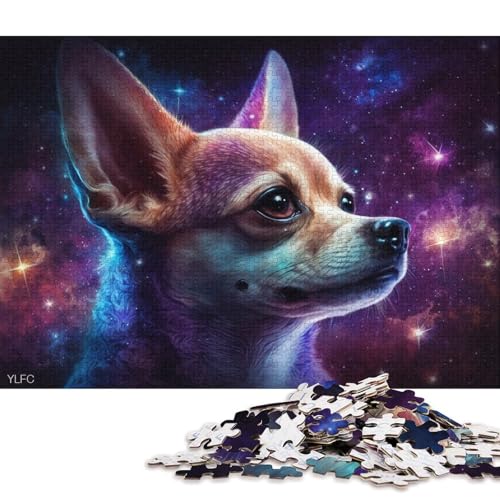 Puzzles für Erwachsene, 1000 Puzzles, Galaxy Cosmic Chihuahua, Puzzles für Erwachsene, Papppuzzles, Lernspielzeug, Familienspiele (Größe 38 * 26 cm) von LiJianXXO