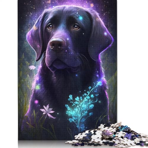 Puzzles für Erwachsene, 1000 Puzzles, Labrador-Blumen-Galaxie-Puzzle für Kinder, Holzpuzzle, entspannendes geistiges Lernspielzeug, Größe: 75 x 50 cm von LiJianXXO