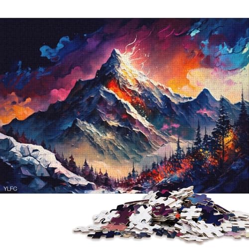 Puzzles für Erwachsene, 1000 Puzzles, farbenfrohe schneebedeckte Berge, Puzzles für Erwachsene, Holzpuzzles, Lernspielzeug, Familienspiele (Größe 75 * 50 cm) von LiJianXXO