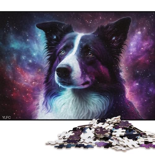 Puzzles für Erwachsene, 1000 Puzzles, kosmische Galaxie, Border Collie, Puzzles für Erwachsene, Holzpuzzles, Lernspielzeug, Familienspiele (Größe 75 * 50 cm) von LiJianXXO