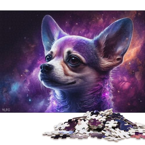 Puzzles für Erwachsene, 1000 Puzzles, kosmische Kunst, Astronaut, Chihuahua, Puzzles für Erwachsene, Papppuzzles, Lernspielzeug, Familienspiele (Größe 38 * 26 cm) von LiJianXXO