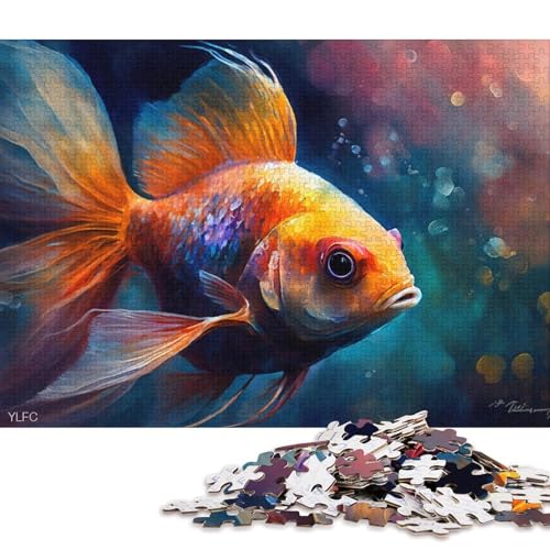 Puzzles für Erwachsene und Jugendliche, Bunte Goldfisch-Puzzles für Erwachsene, 1000-teiliges Holzpuzzle, geeignet für Erwachsene und Kinder ab 12 Jahren, lustige Puzzlespiele 75x50cm/1000 Teile von LiJianXXO