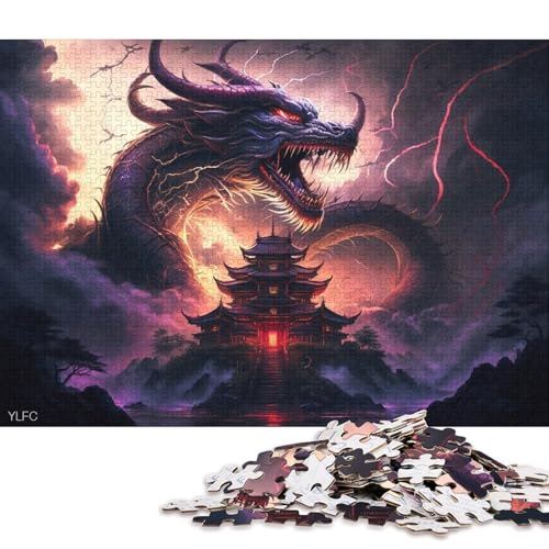 Puzzles für Erwachsene und Jugendliche,Japanischer Tempel mit Drachen,Puzzles für Erwachsene,1000-teiliges Kartonpuzzle,geeignet für Erwachsene und Kinder ab 12 Jahren,lustige Puzzlespiele 38x26cm von LiJianXXO