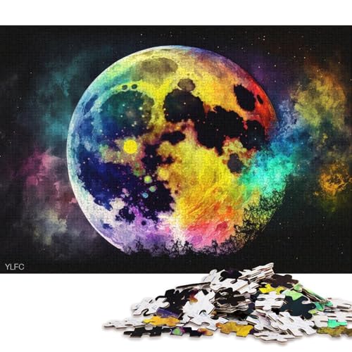 Puzzles für bunten Mond, 1000-teiliges Puzzle aus Karton für Erwachsene und Kinder ab 12 Jahren, Familienspiele (Größe 38 * 26 cm) von LiJianXXO