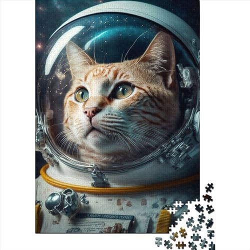 Puzzlespiel für Erwachsene, Astronautenkatze, Holzpuzzle | Puzzles für Erwachsene, Lernspiel, Herausforderungsspielzeug (Größe 75 x 50 cm) von LiJianXXO