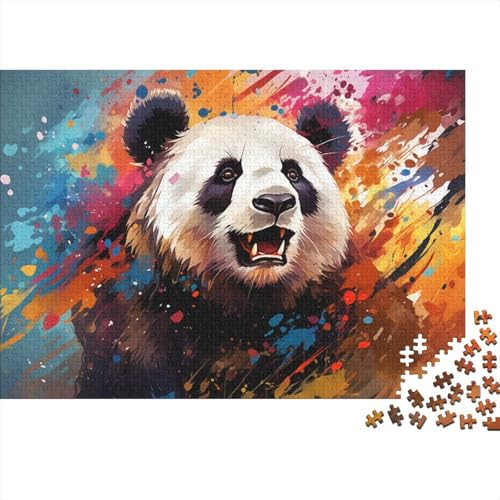 Puzzlespiel mit 1000 Teilen, farbenfrohes psychedelisches Panda-Puzzle für Erwachsene, Holzpuzzle, Familienspiele, Weihnachts- und Geburtstagsgeschenke, Größe 50 x 75 cm von LiJianXXO