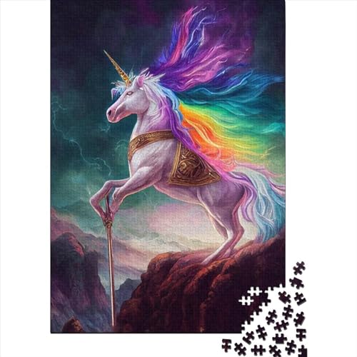 Schwierige, anspruchsvolle Puzzles, 1000-teiliges Holzpuzzle mit leuchtendem Einhorn für Teenager, lustige Familienpuzzles für Erwachsene (Größe 75 x 50 cm) von LiJianXXO