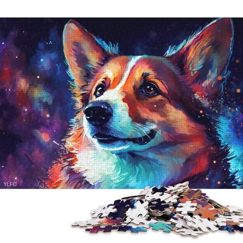 Teenager-Puzzle, Bunter Corgi, 1000-teiliges Puzzle aus Pappe für 12-Jährige, Kunstwerk, Geschenk (Größe 38 * 26 cm) von LiJianXXO