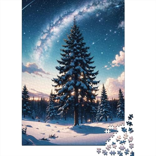 Teenager-Puzzle Snowy Pines 1000-teiliges Puzzle Holzpuzzle für Erwachsene und Kinder Lernspiele Größe: 75 x 50 cm von LiJianXXO