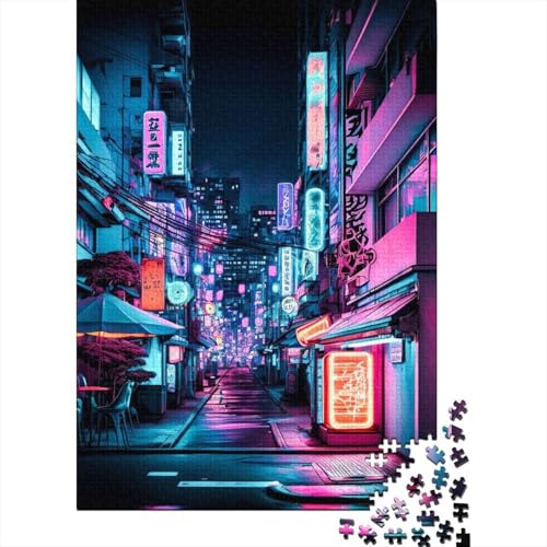 Tokyo Japan Neon 1000-teiliges Puzzle für Erwachsene, Puzzles, Holzpuzzle, Erwachsenenpuzzle und das Puzzle (Größe 75 x 50 cm) von LiJianXXO