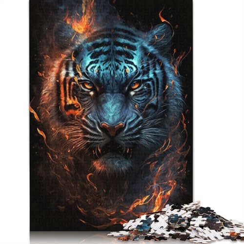 für Erwachsene, 1000-teiliges Puzzle Feuertier-Tiger, Puzzle für Erwachsene, Holzpuzzle, Lernspiele für Erwachsene und Kinder (Größe 75 x 50 cm) von LiJianXXO