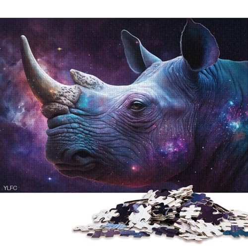 für Erwachsene, 1000-teiliges Puzzle-Geschenk, kosmisches Nashorn-Puzzle für Kinder, Kartonpuzzle, tolles Geschenk für Erwachsene (Größe 38 * 26 cm) von LiJianXXO