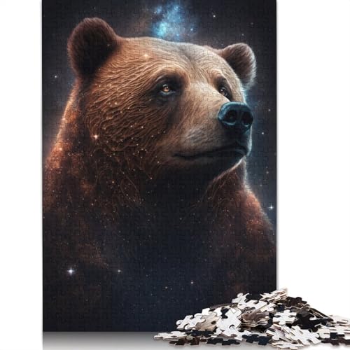 für Erwachsene, 1000-teiliges Puzzle Weltraum-Galaxie, Braunbär, Puzzle für Erwachsene, Papppuzzle, Lernspiele für Erwachsene und Kinder (Größe 38 x 26 cm) von LiJianXXO