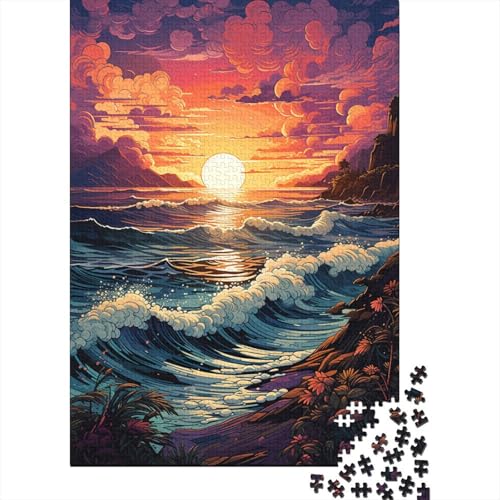 für Erwachsene 1000 Teile Puzzle Bunter und fantastischer Sonnenuntergangsstrand Puzzle Geschenk Holzpuzzle Lernpuzzle Familienspiel 50 x 75 cm von LiJianXXO