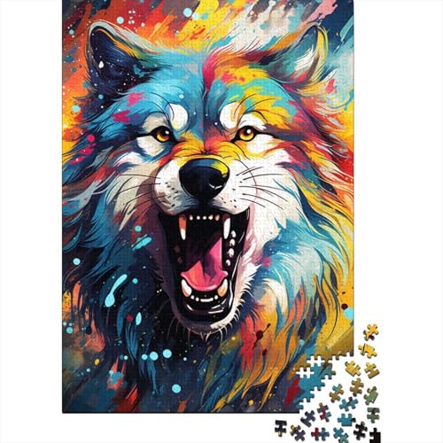 für Erwachsene 1000 Teile Puzzle Farbe Fantasy Wolf Puzzles für Erwachsene Holzpuzzle Lernspielzeug 50 x 75 cm von LiJianXXO