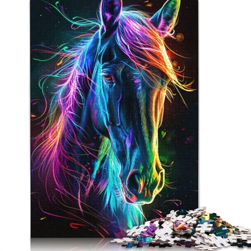 für Erwachsene 1000 Teile Puzzle Geschenke Bunte Pferde Puzzles Papppuzzles Pädagogisches Spielzeug zum Stressabbau Puzzlegröße: 38x26cm von LiJianXXO