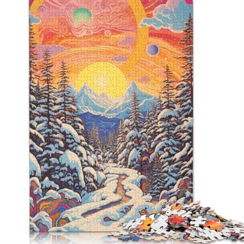 für Erwachsene 1000 Teile Puzzle Geschenke Winterwald Puzzles Holzpuzzles Pädagogisches Stressabbau-Spielzeug Puzzlegröße: 75x50cm von LiJianXXO