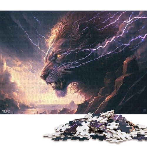 für Erwachsene Puzzle Art Animal Lion 1000-teiliges Puzzle für Erwachsene und Kinder ab 12 Jahren Kartonpuzzle Denkspiel 38x26cm/1000 Teile von LiJianXXO