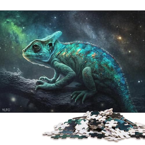 für Erwachsene Puzzle Cosmic Chameleon 1000-teiliges Puzzle für Erwachsene und Kinder ab 12 Jahren, Kartonpuzzle, Denkspiel 38x26cm/1000 Teile von LiJianXXO