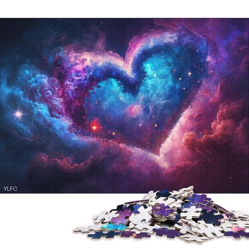 für Erwachsene Puzzle Cosmic Love Shape 1000-teiliges Puzzle für Erwachsene und Kinder ab 12 Jahren, Holzpuzzle, Denkspiel 75x50cm/1000 Teile von LiJianXXO