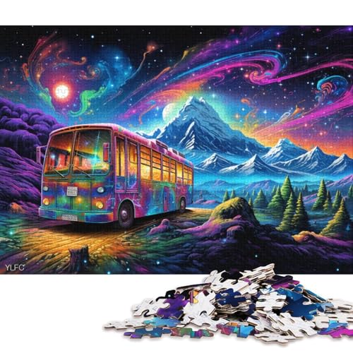 für Erwachsene Puzzle Rainbow Bus 1000-teiliges Puzzle für Erwachsene und Kinder ab 12 Jahren, Kartonpuzzle, Denkspiel 38x26cm/1000 Teile von LiJianXXO