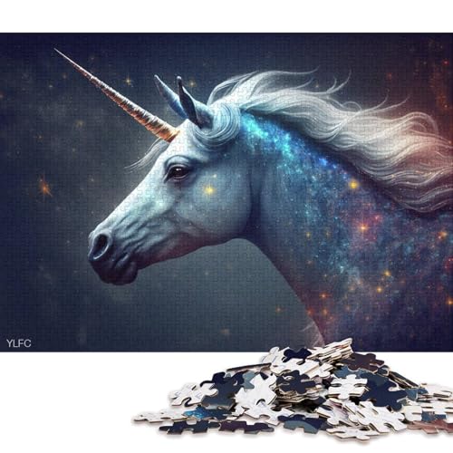 für Erwachsene Puzzle Universum Galaxie Einhorn 1000-teiliges Puzzle für Erwachsene und Kinder ab 12 Jahren Kartonpuzzle Denkspiel 38x26cm/1000 Teile von LiJianXXO