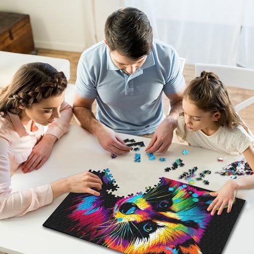 1000 Teile Puzzle für Erwachsene, Puzzle-Geschenke, Waschbär mit Kopfhörern, Puzzle für Kinder, Kartonpuzzle, Heimdekoration, Puzzle-Spielzeug, Größe 38 x 26 cm von LiJianXXR